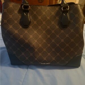 Nine West Black and Brown Patterned Tote